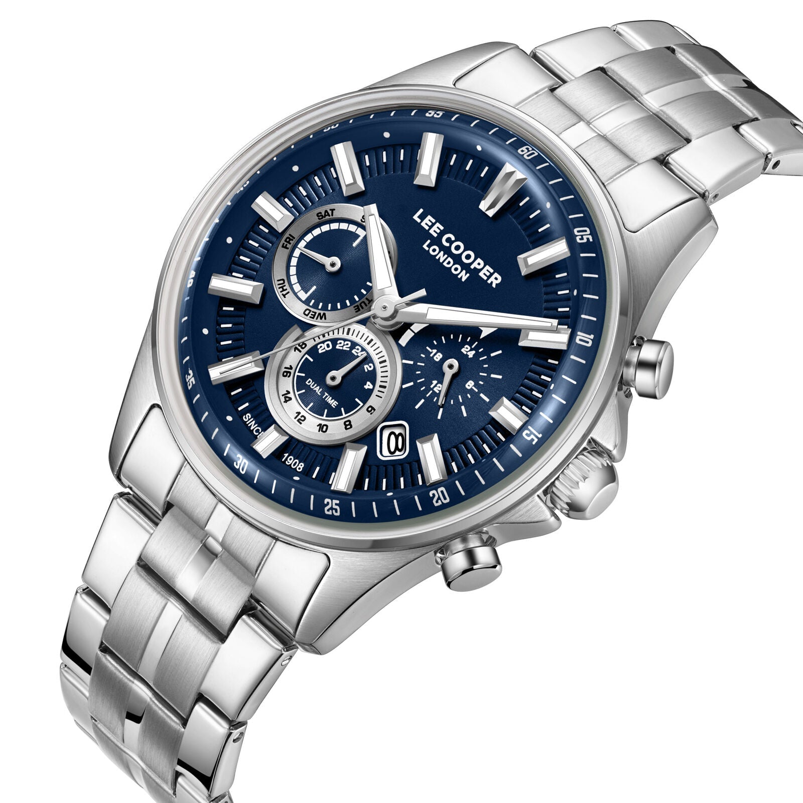 Lee Cooper Multifunction Blue Dial Silver Men's Watch - LC08213.390