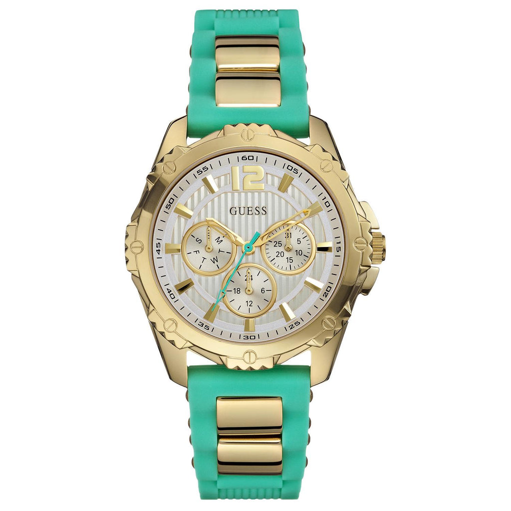 Guess Women's Green textured silicone strap Women's Watch W0325L4 - Kiwi Watches
