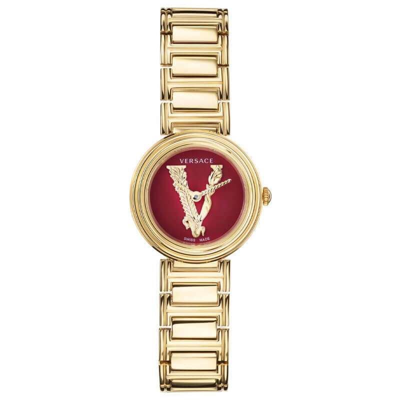 Versace Virtus Gold Mini Red Dial Women's Watch  VET300321 - Kiwi Watches