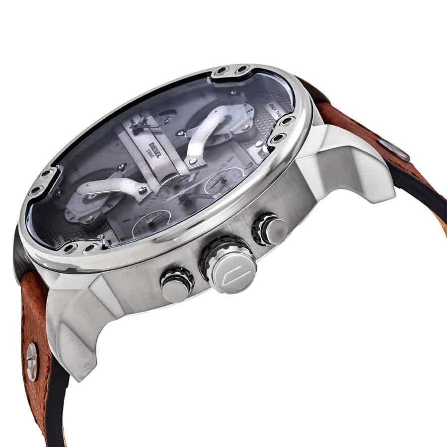 Diesel Big Daddy DZ7413 316L gunmetal stainless steel 3ATM (30m) water resistant 4 Time zones (GMT)