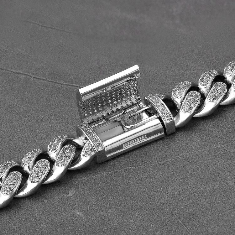 Big Daddy 12mm Iced Out Diamond Silver Cuban Bracelet