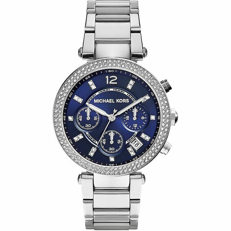 Michael Kors Parker Chronograph Navy Dial Silver Ladies Watch MK6117