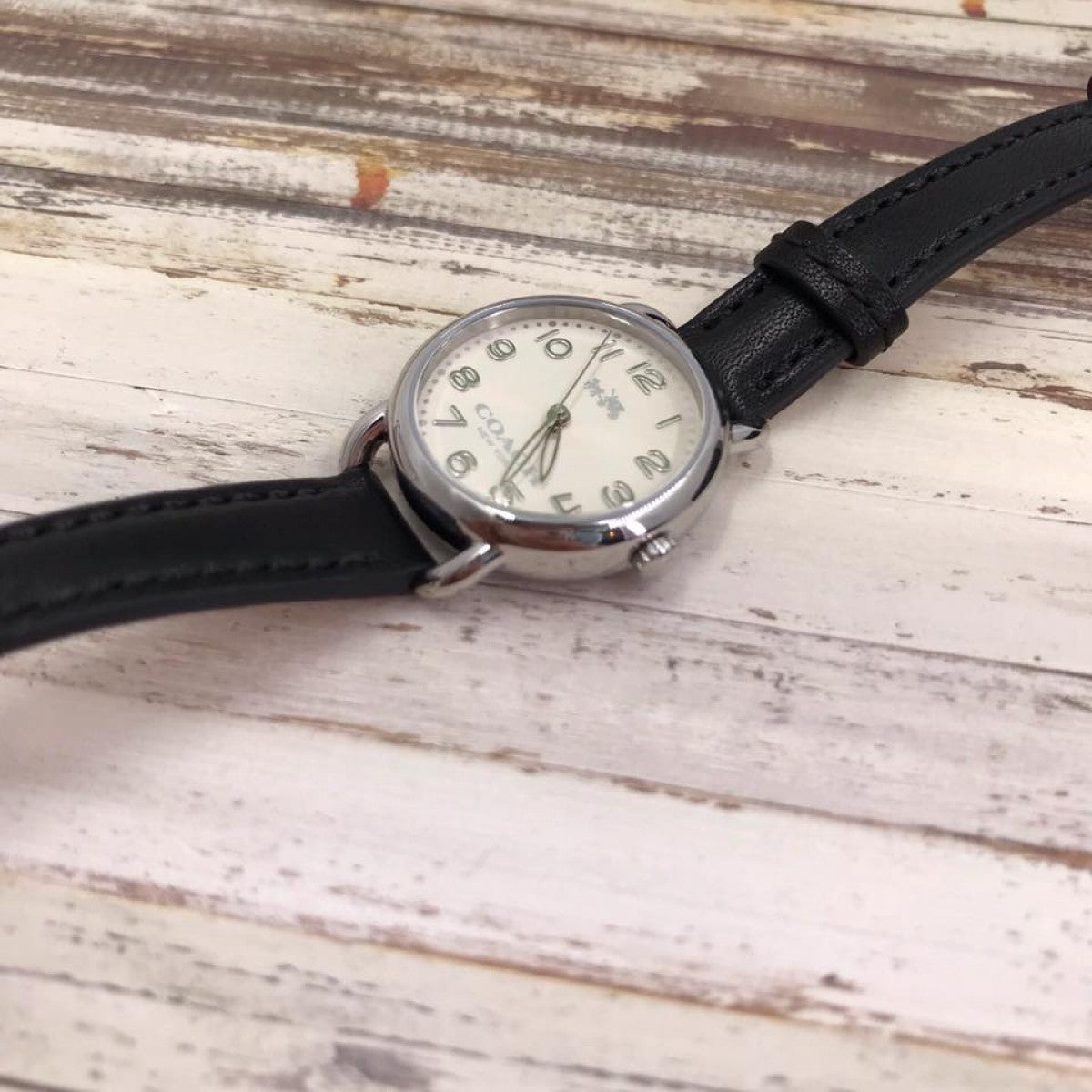Coach Delancey White Dial Black Leather Strap Ladies Watch 14502247