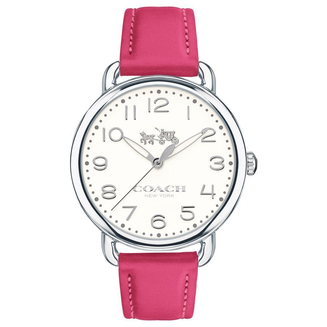 Coach Delancey Silver Dial Pink Leather Strap Ladies Watch 14502560