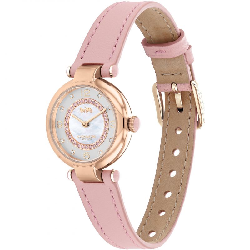 Coach Cary Mother Of Pearl Dial Pink Leather Strap Women's Watch 14503896 - Dawson Watches #3