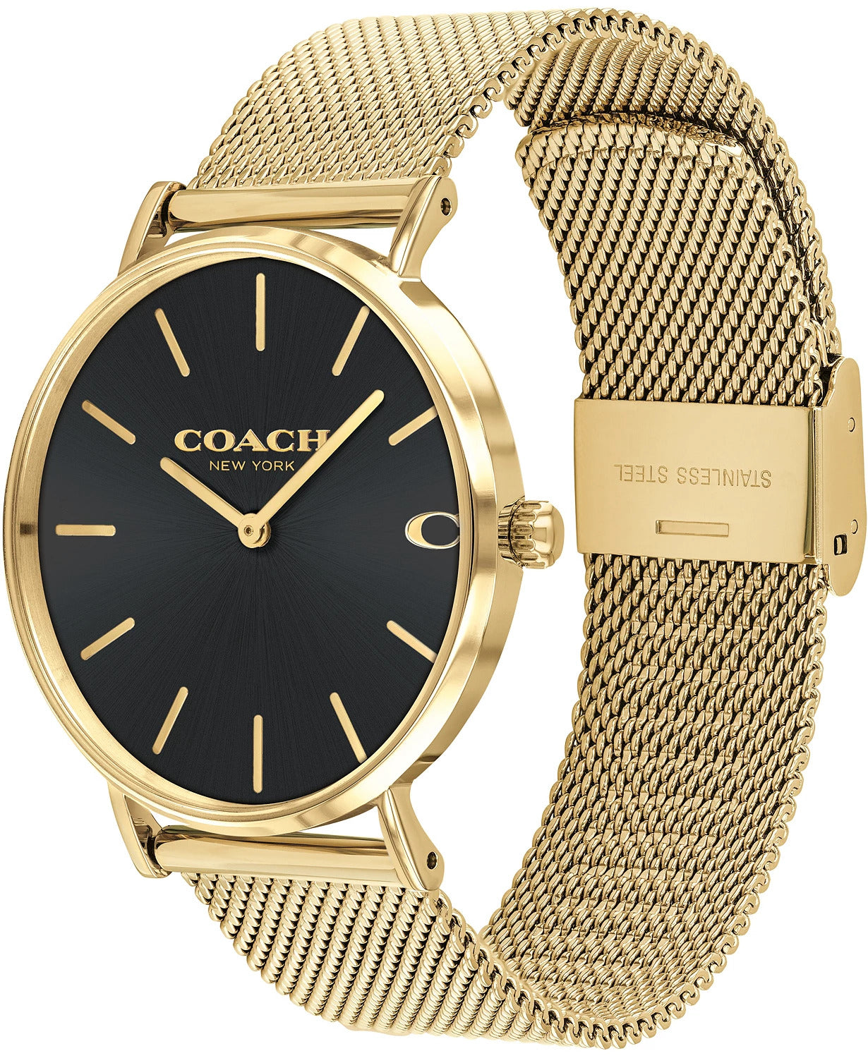 Coach Charles Gold-Tone Mesh Bracelet Men's Watch 14602440