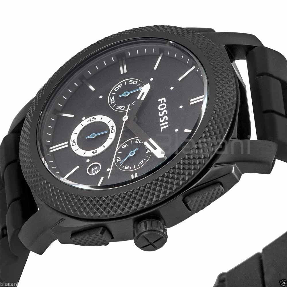 Fossil Machine Chronograph Black Dial Silicone Strap Men's Watch FS4487