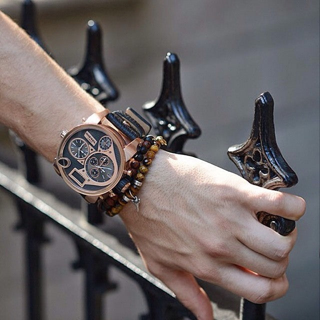 Diesel Big Daddy DZ7261 316L rose gold stainless steel 30m water resistant 4 Time zones