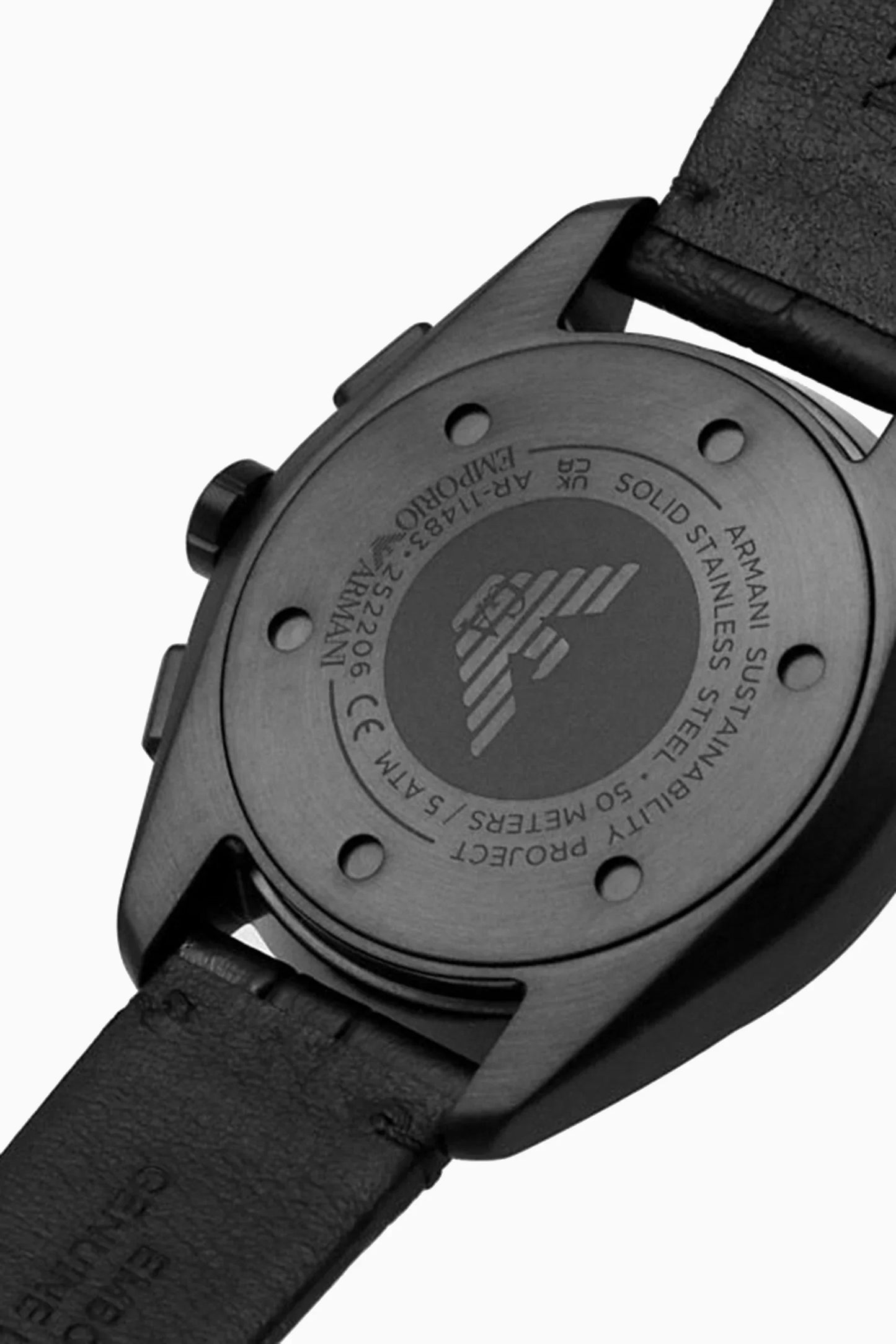 Emporio Armani Chronograph Black Leather Men's Watch AR11483 - Dawson Watches #3