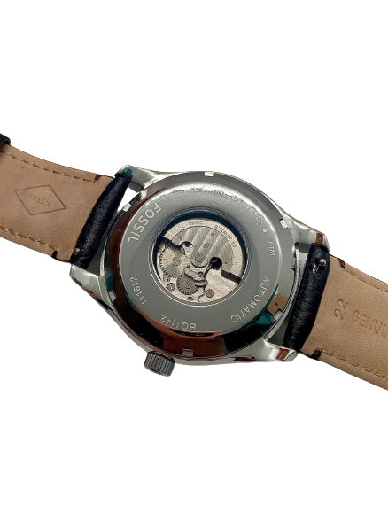 Fossil Black Dial Leather Automatic Men's Watch BQ1142
