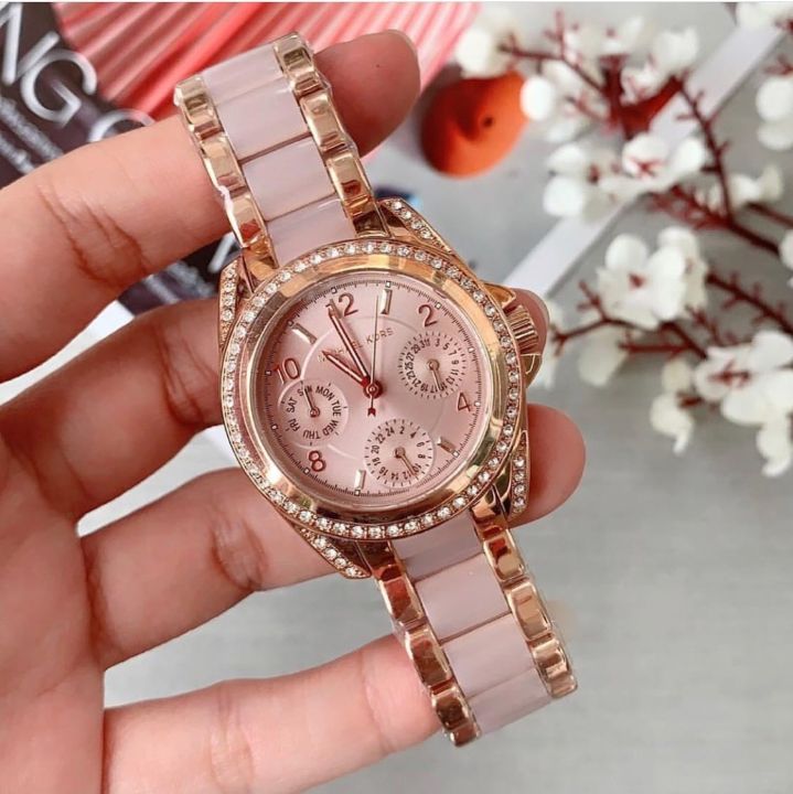 Michael Kors Mini Blair Multi-Function Rose Dial Ladies Watch MK6175