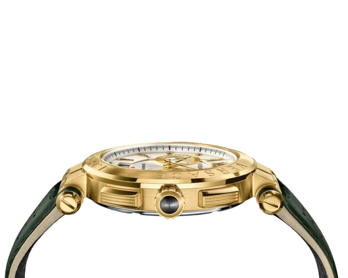 Versace Aion Chronograph Green Leather Strap Watch - VBR020017