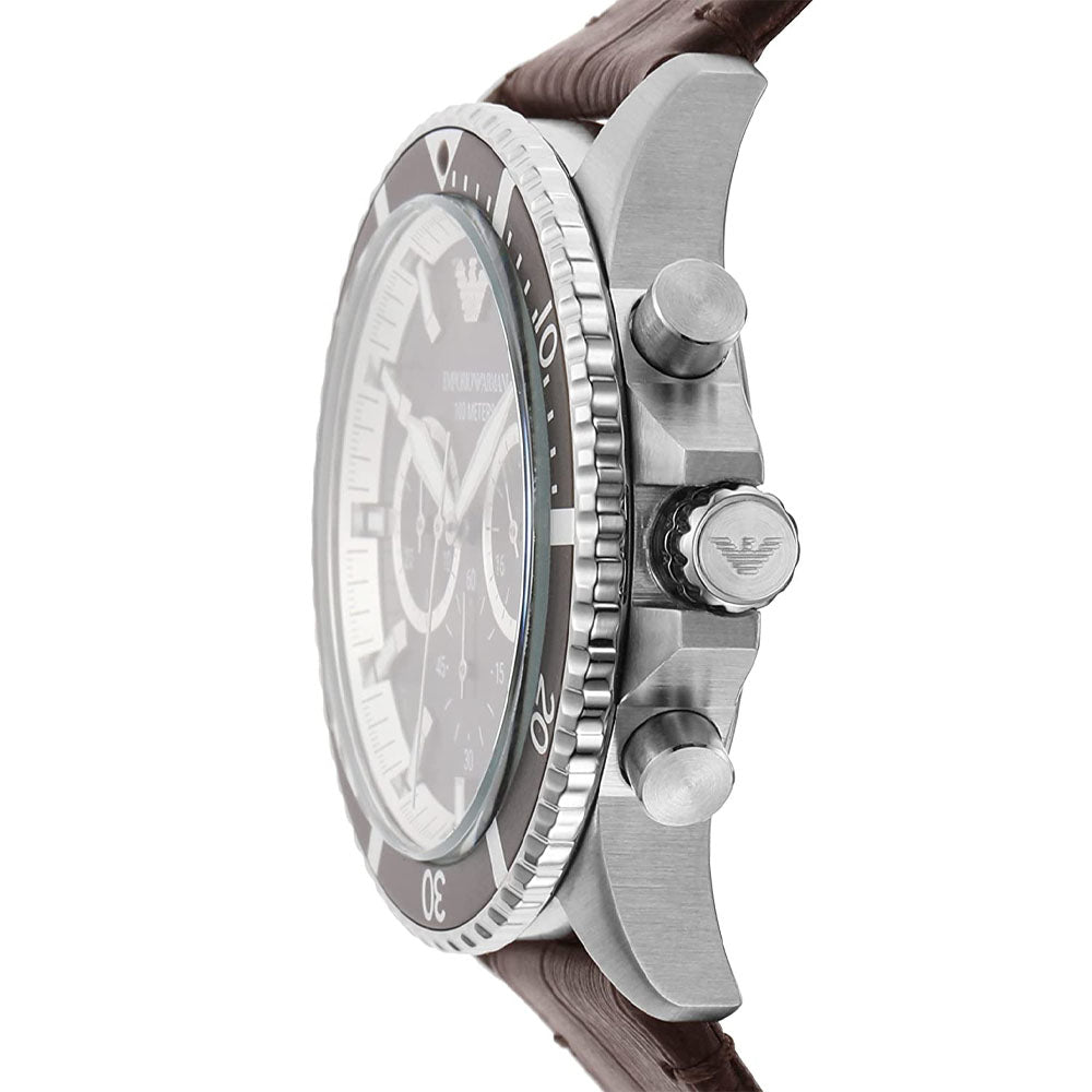 Emporio Armani Chronograph Brown Leather Men's Watch AR11486 - Dawson Watches #3