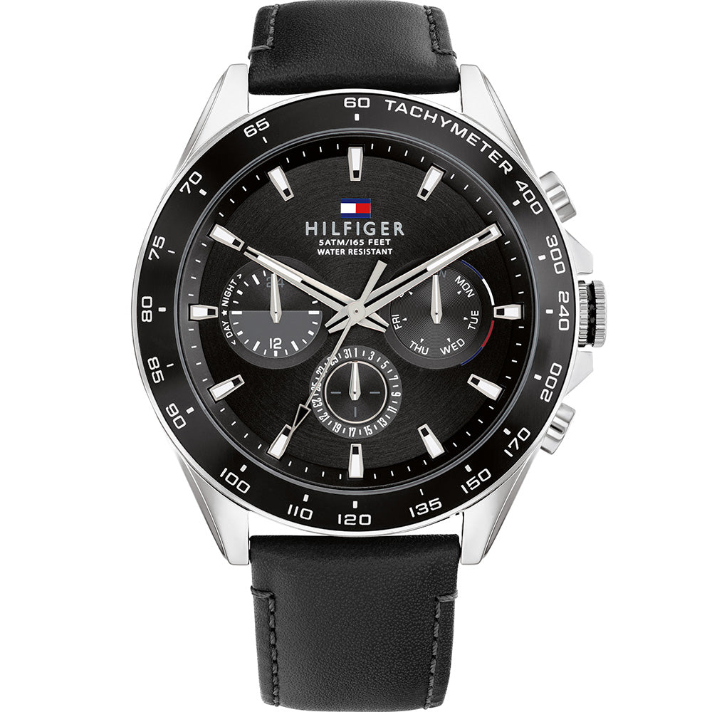 Tommy Hilfger Owen Black Leather Strap Men's Watch 1791964 - Dawson Watches