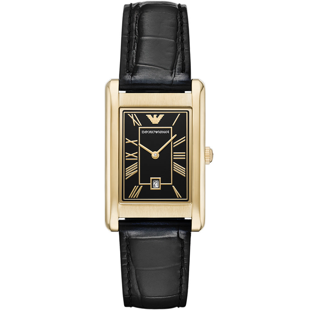 Emporio Armani Two-Hand Date Black Leather Gino Watch AR11666 AR11666 - Image 1