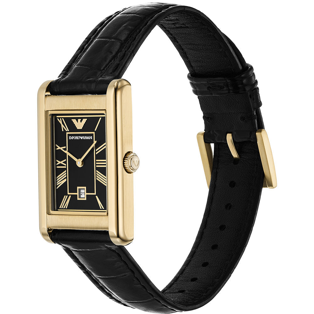 Emporio Armani Two-Hand Date Black Leather Gino Watch AR11666 AR11666 - Image 2