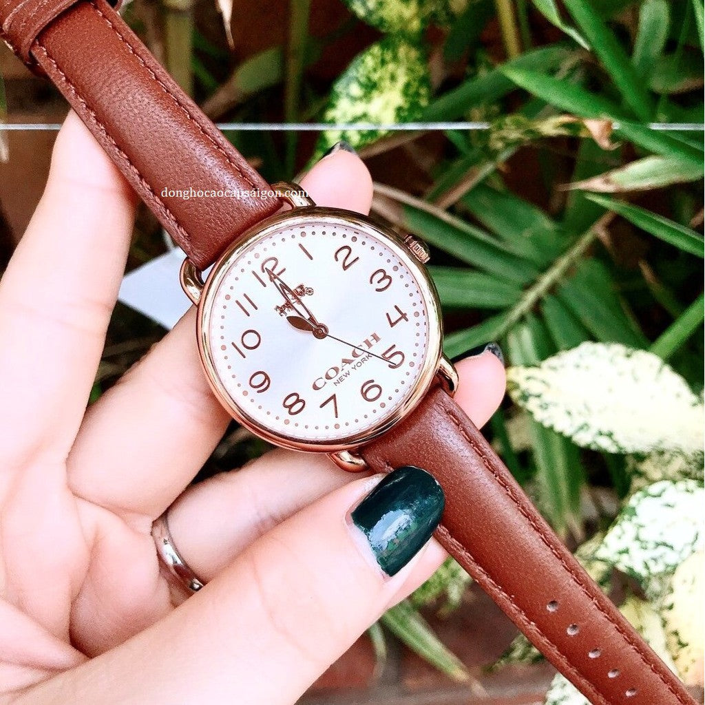 Coach Delancey White Dial Brown Leather Strap Ladies Watch 14502268