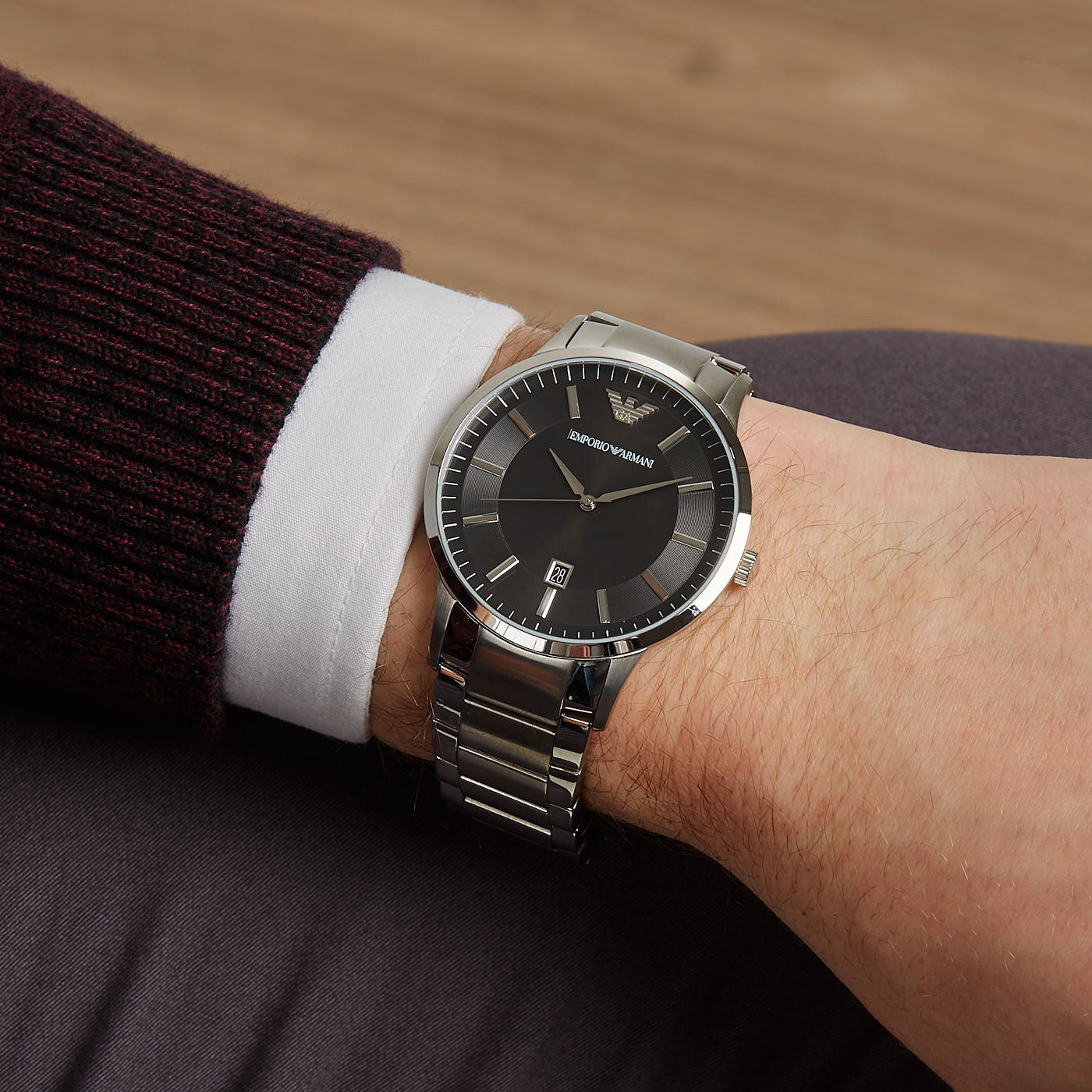 Emporio Armani Sportivo Black Dial Stainless Steel Men's Watch AR2457 Water resistance: 50 meters / 165 feet Movement: Quartz