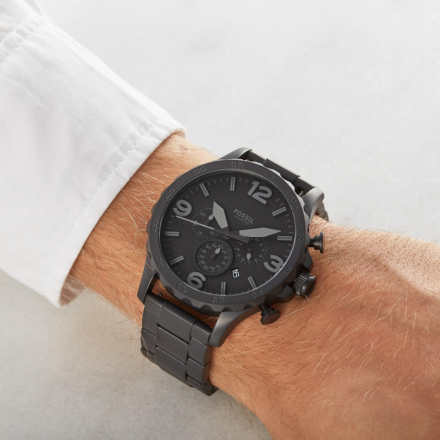 Fossil Nate Chronograph Black Dial Men's Watch JR1401
