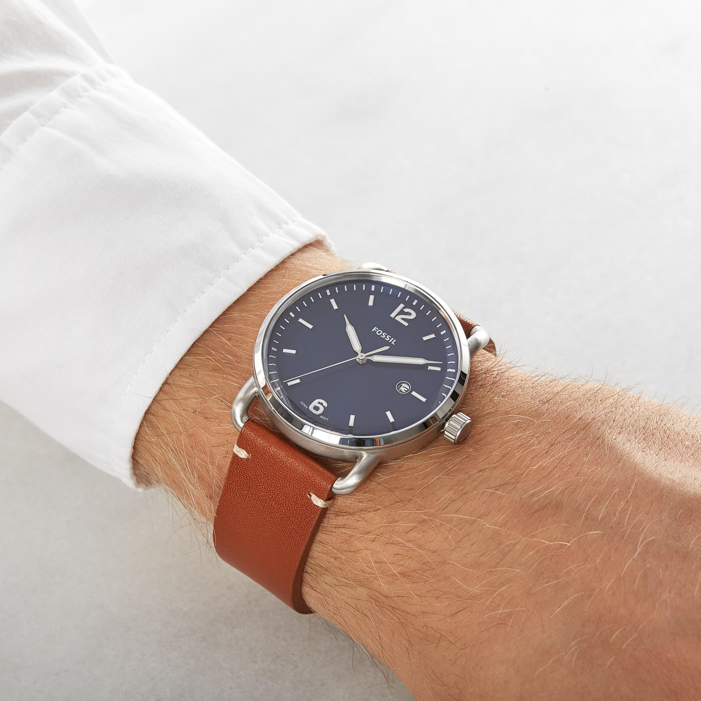 Fossil Commuter Blue Dial Brown Leather Men's Watch FS5325