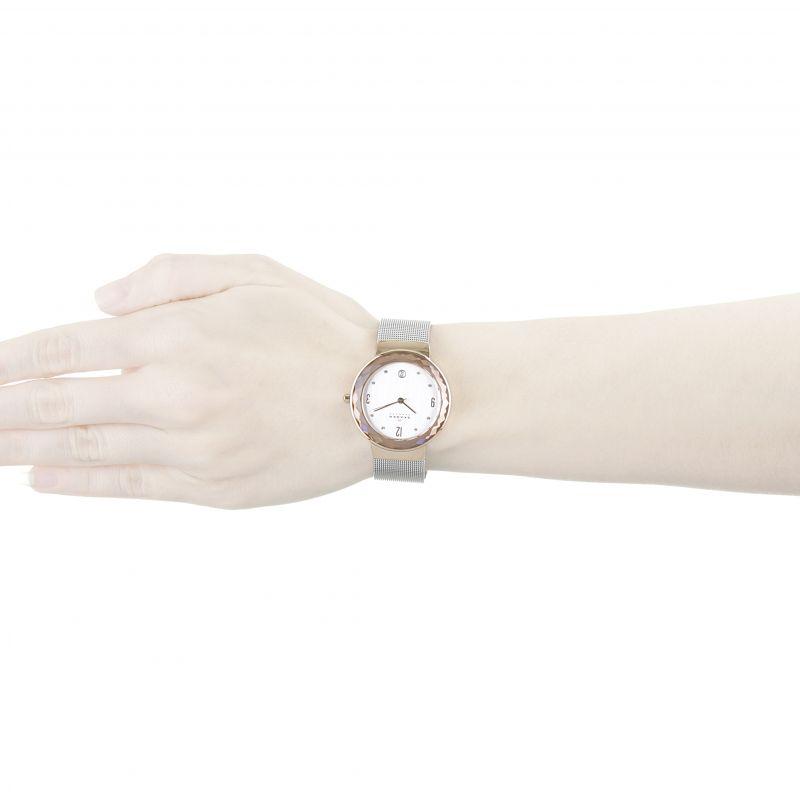 Skagen Leonora Silver Dial Stainless Steel Mesh Ladies Watch 456LRS