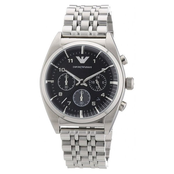 Emporio Armani Classic Black Dial Stainless Steel Chronograph Men's Watch AR0373