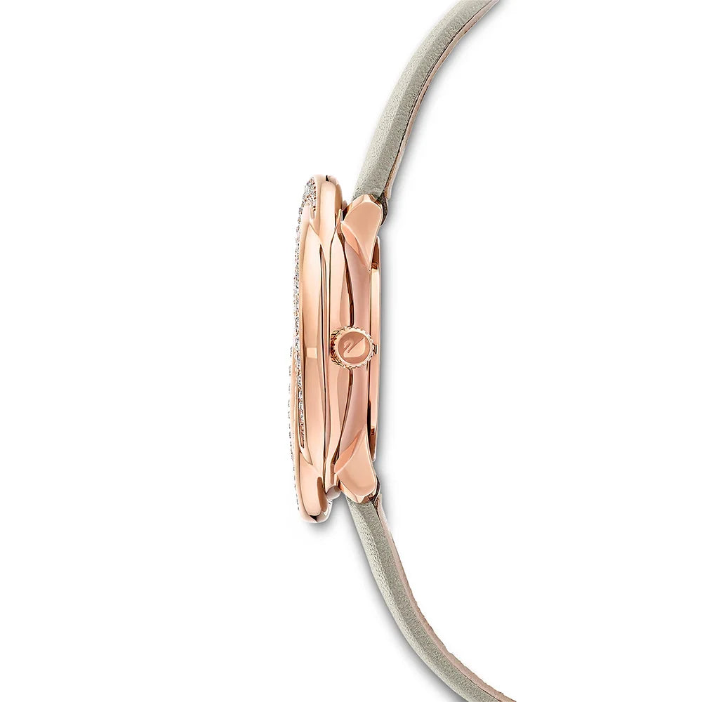 Swarovski Crystalline Aura Pave Ring Ivory Dial Rose Gold Tone Women's Watch - 5552424