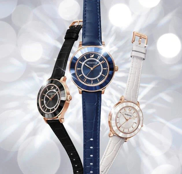 Swarovski Octea Lux Blue Dial Blue Leather Strap Women's Watch 5414413