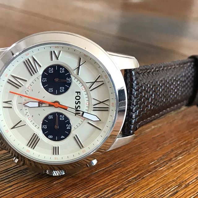 Fossil Grant Chronograph White Dial Leather Strap Men's Watch FS5021