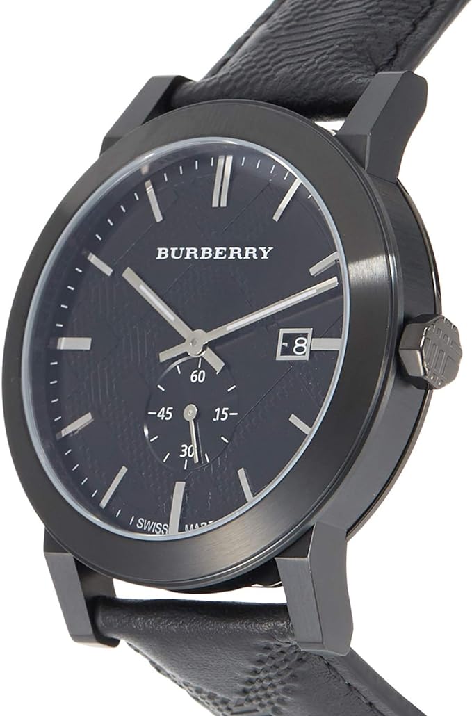 Burberry City Black Leather Strap Men's Watch BU9906