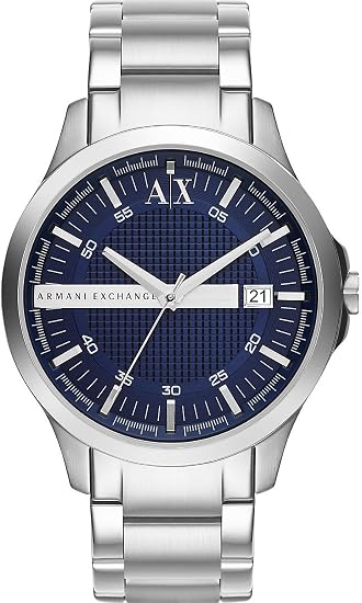 Armani Exchange Blue Textured Dial Silver Watch - AX2132