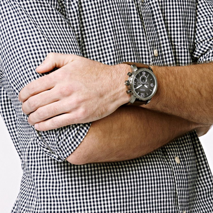 Fossil Nate Chronograph Grey Dial Men's Watch JR1424