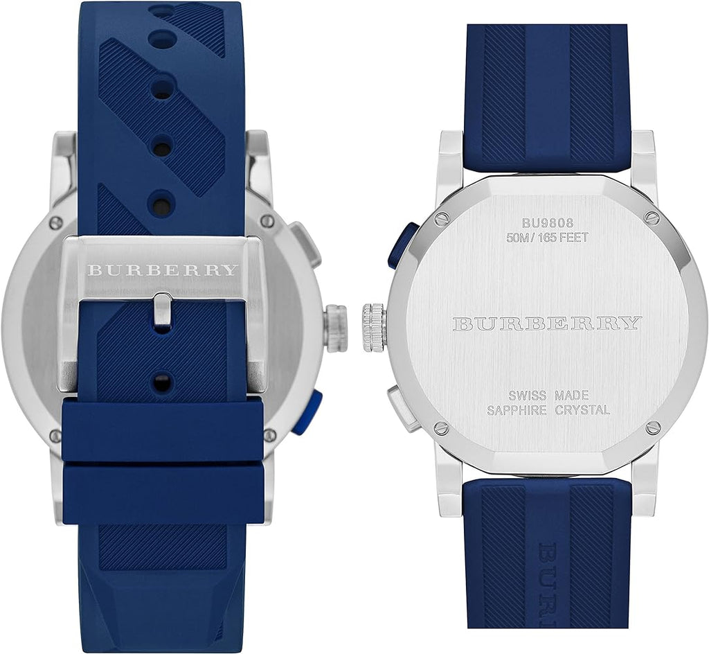 Burberry City Sport Swiss Analog Quartz Blue Rubber Strap Chronograph Mens BU9808 BU9808 - Image 5