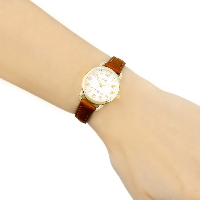 Coach Delancey White Dial Brown Leather Strap Ladies Watch 14502248