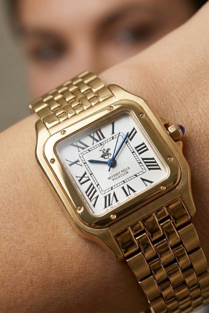 Beverly Hills Polo Club Roman Numeral Square All Gold Watch BP3600C.131