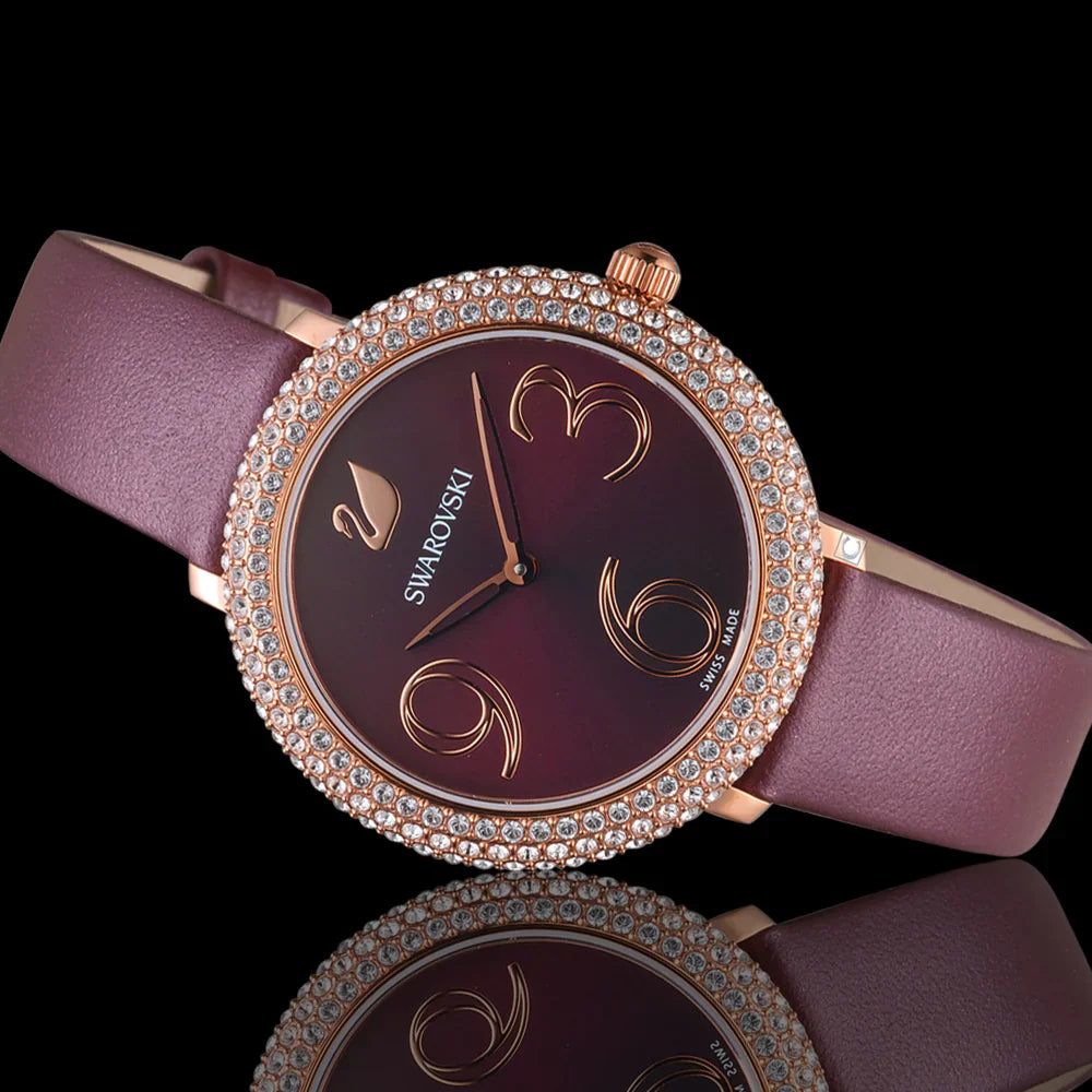 Swarovski Crystal Frost Red Dial Red Leather Strap Women's Watch 5484064