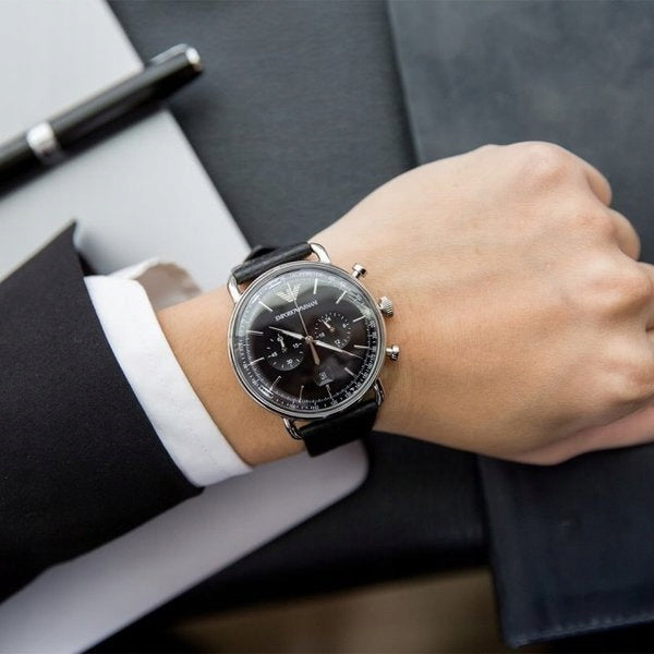 Emporio Armani Aviator Chronograph Quartz Black Dial Men's Watch AR11143