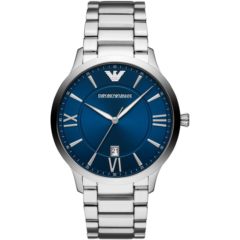 Emporio Armani Giovanni Blue Dial Silver Men's Watch AR11227