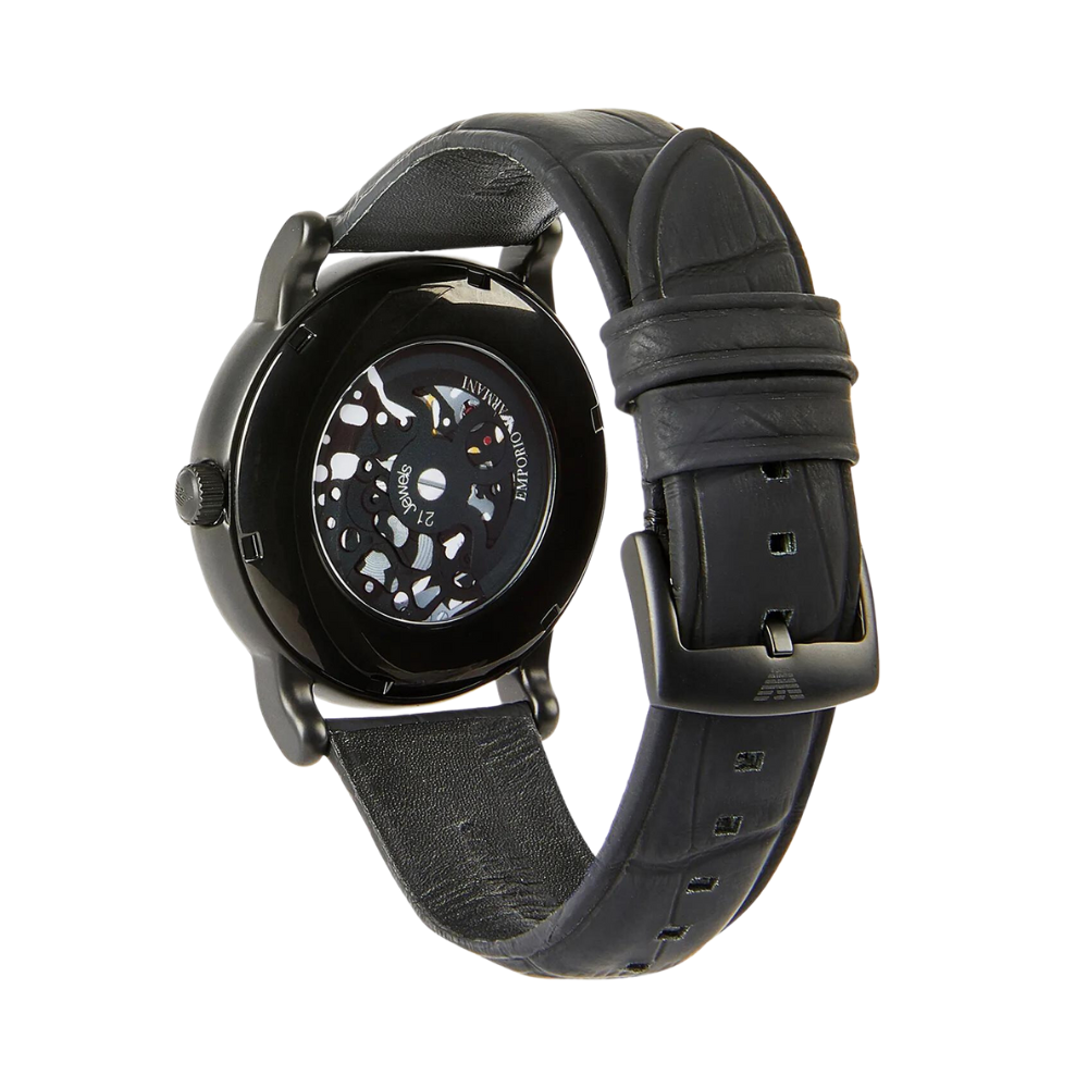 Emporio Armani Luigi Automatic Black Leather Men's Watch AR60008 - Dawson Watches #3