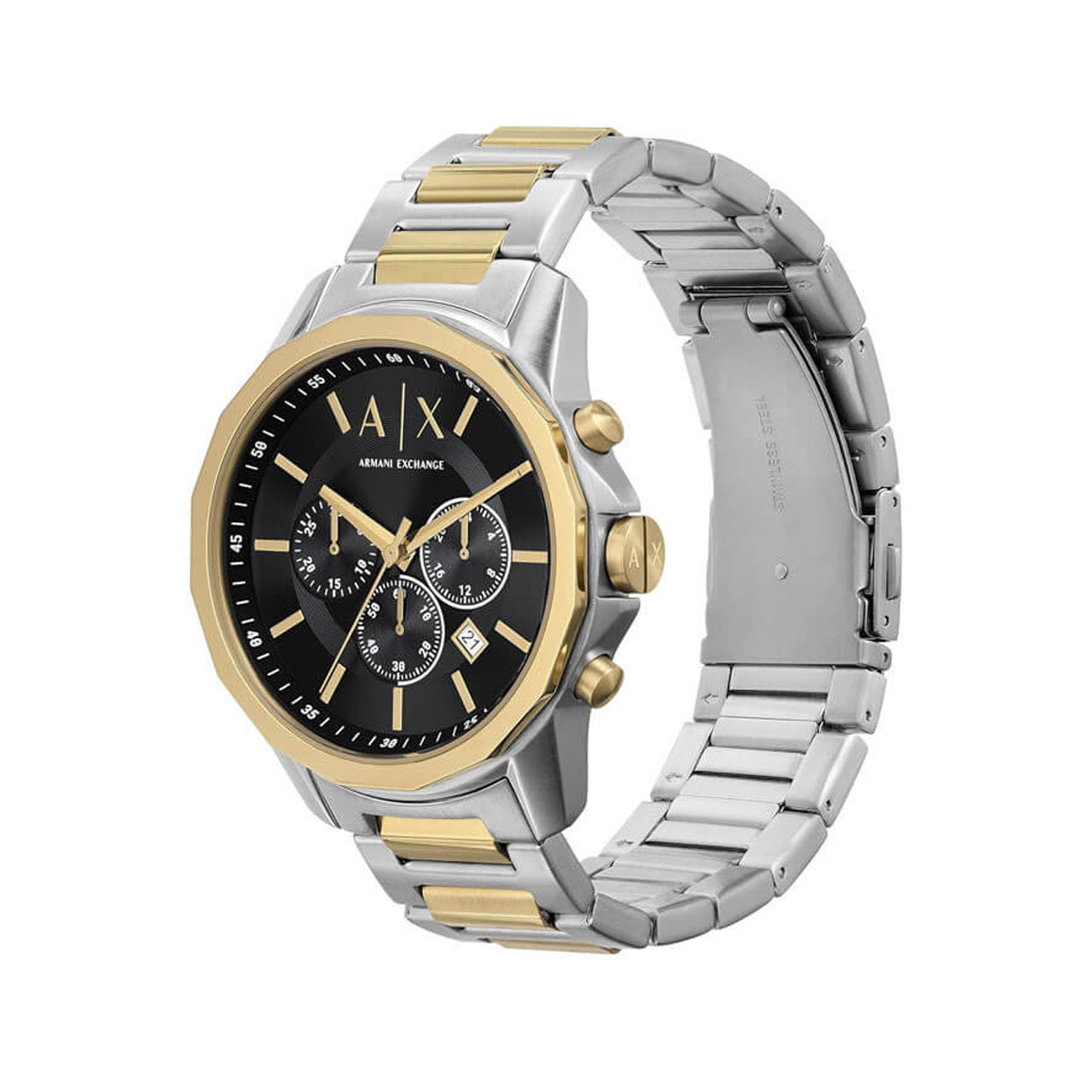 Armani Exchange Men’s Quartz Two Tone Stainless Steel Black Dial 44mm Watch AX7148 ax7148 - Image 2