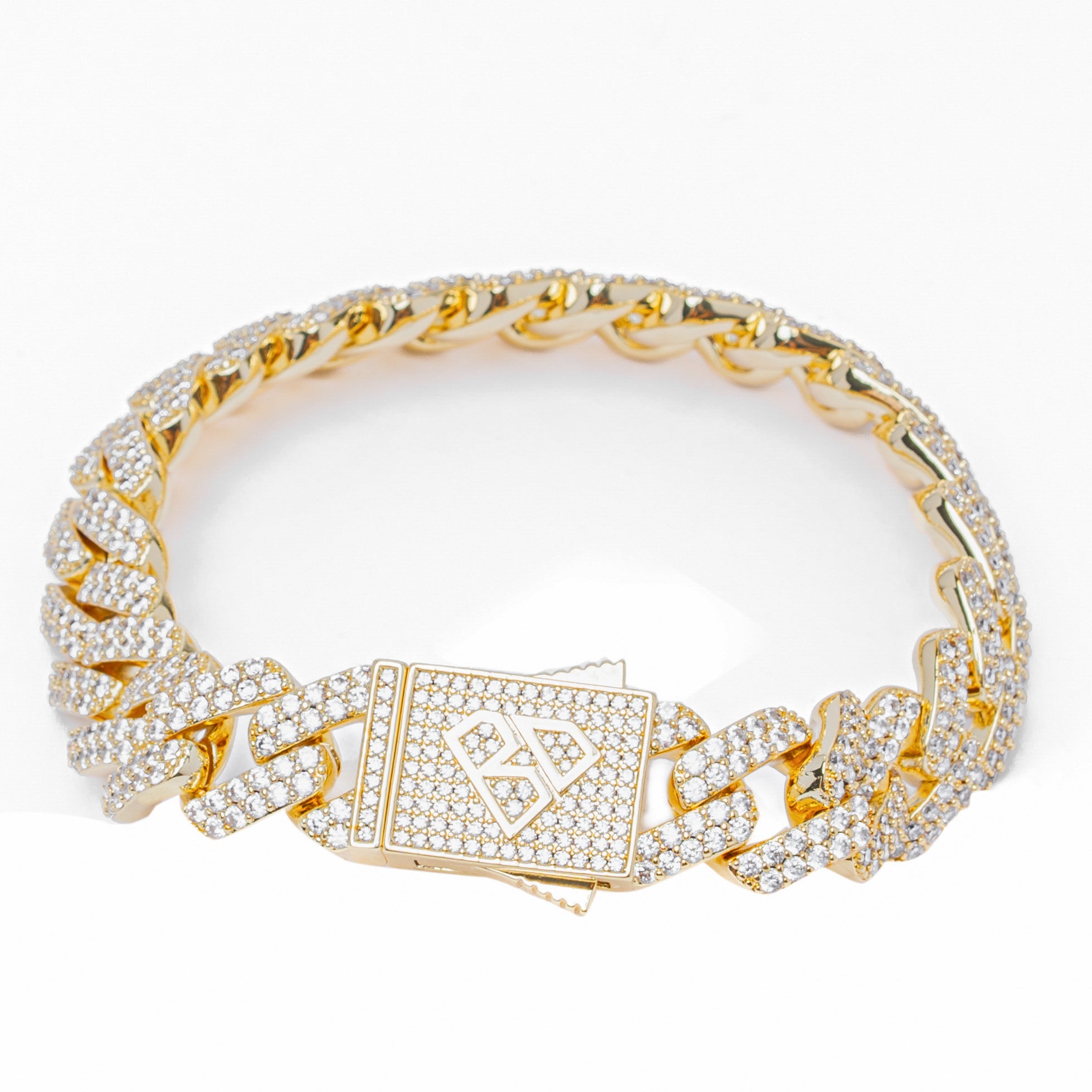 Big Daddy 12MM Gold Diamond Figaro Bracelet