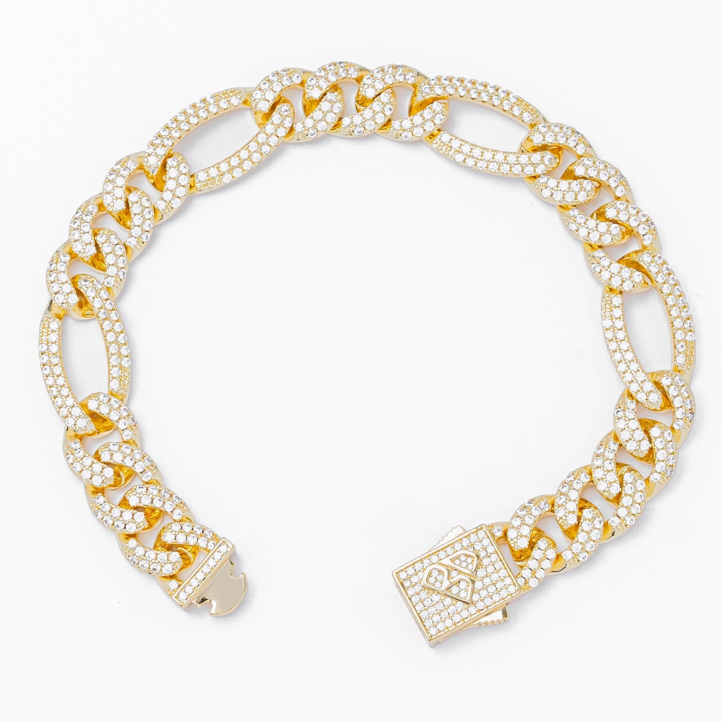 Big Daddy 12MM Hip Hop Iced Figaro Gold Bracelet