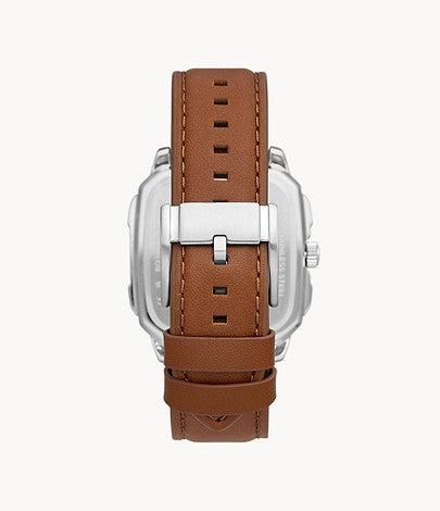 Fossil Men’s Quartz Brown Leather Strap Silver Dial Men's Watch BQ2658 - Dawson Watches #3