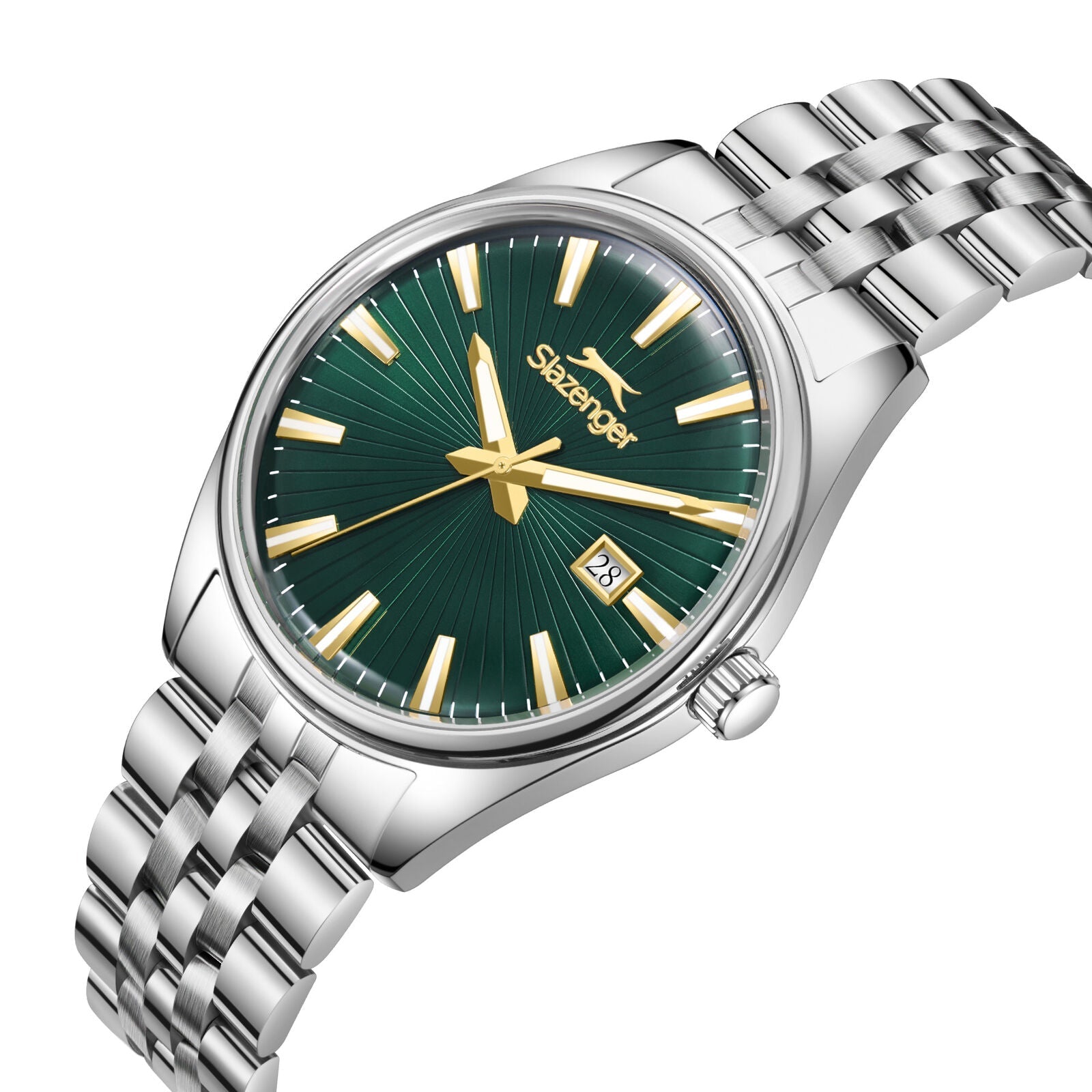 Slazenger Heritage Day Date Window Dark Green Dial Silver Watch - SL.09.2580.1.370