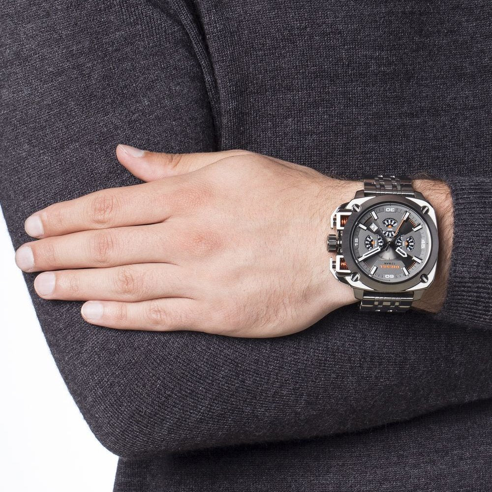 Diesel BAMF Chronograph Grey Dial Grey Ion-plated Men's Watch DZ7344