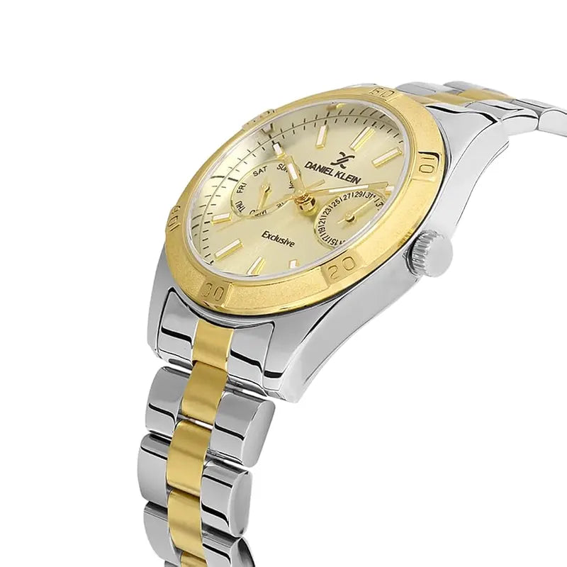 Daniel Klein Exclusive Multifunction White Dial Two-Tone Women's Watch - DK.1.13568-5