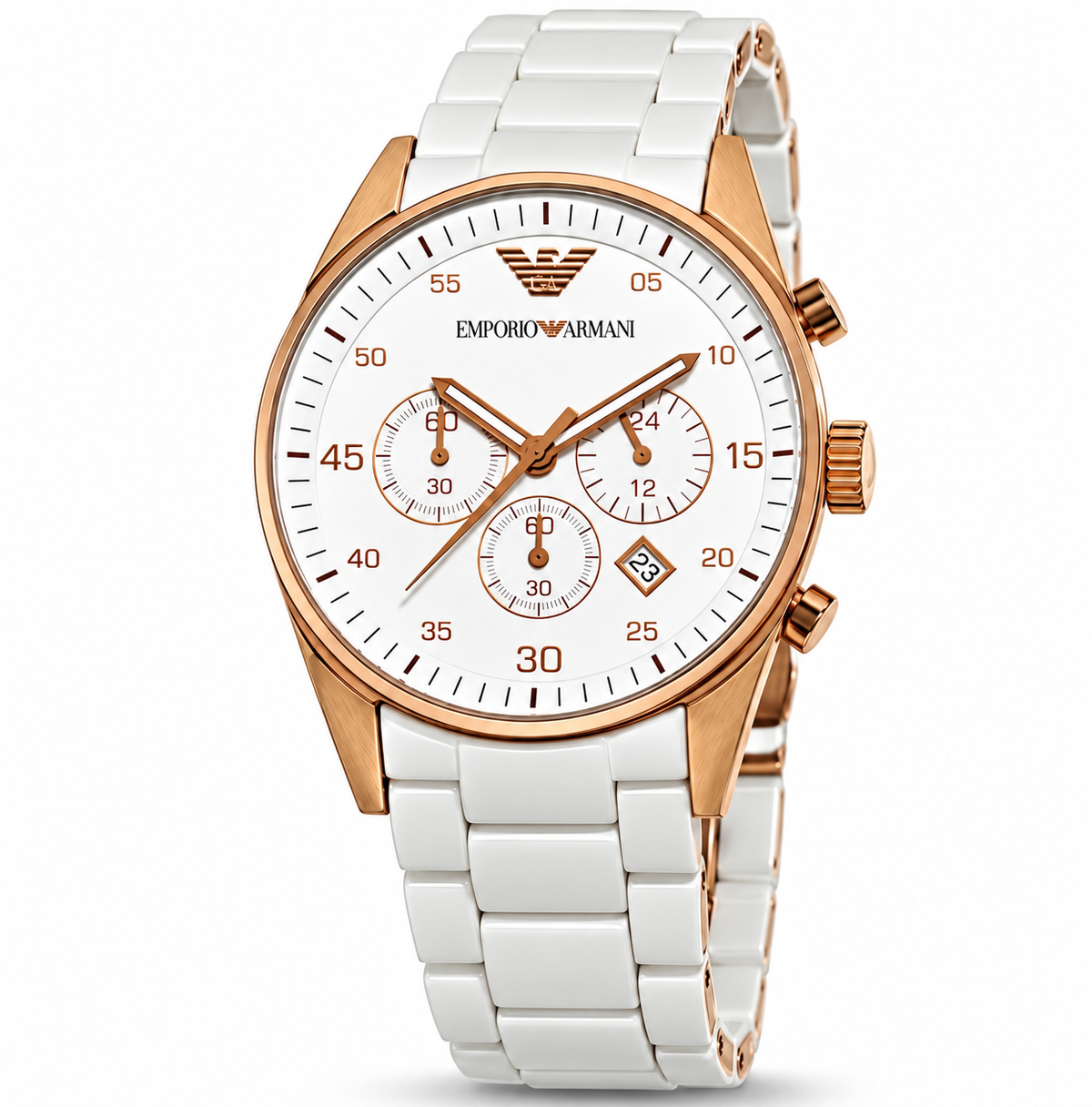 Emporio Armani Sport Chronograph White Silicone-wrapped Stainless Watch AR5919
