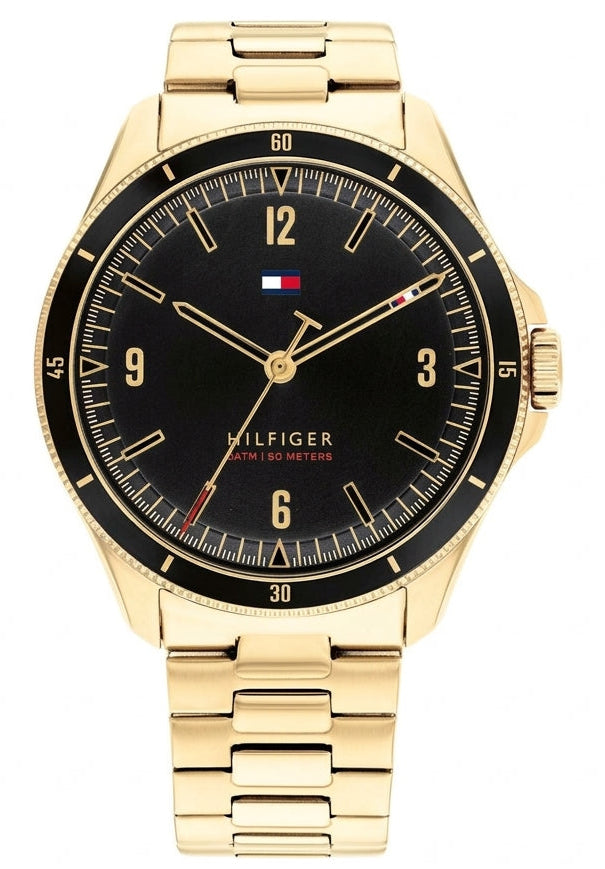 Tommy Hilfiger Maverick Black Dial Gold Watch - 1791903