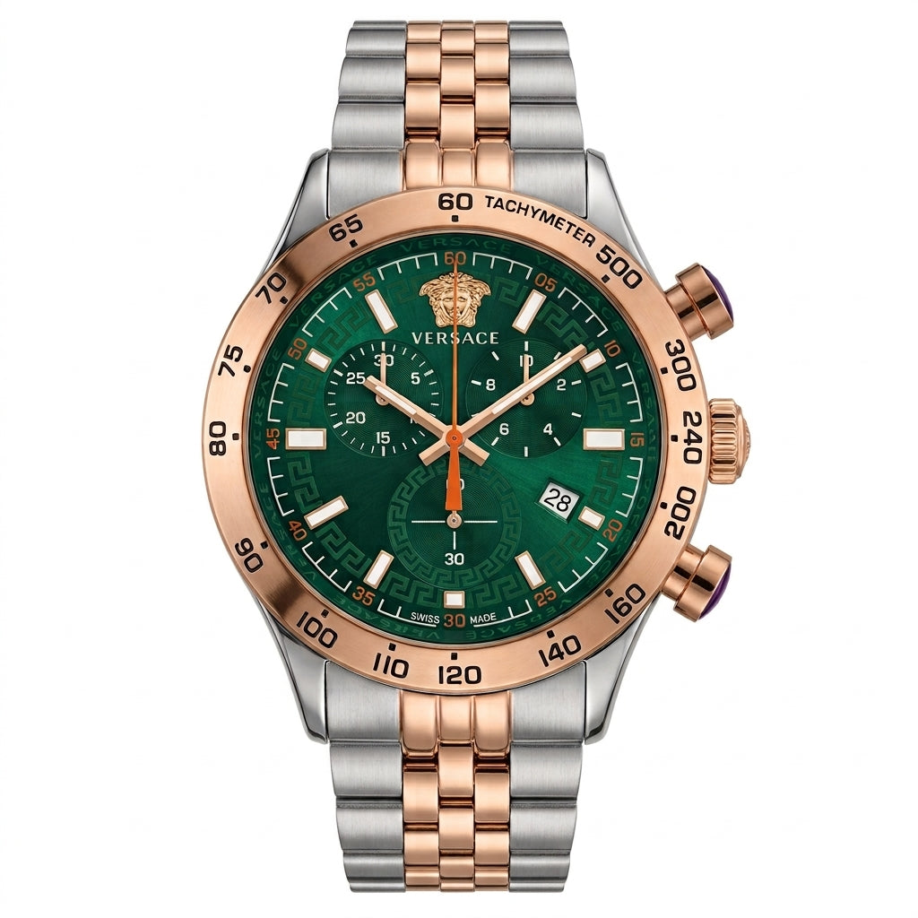 Versace Hellenyium Chronograph Quartz Green Dial Watch VE2U00924