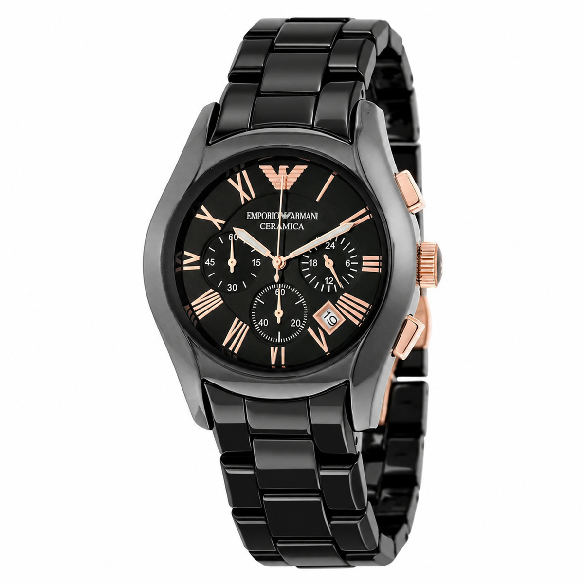 Emporio Armani Ceramica Chronograph Black Dial Watch AR1410